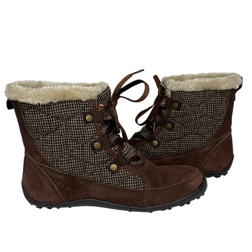 Columbia Waterproof Thermal Reflective Suede Faux‎ Fur Boots Size 10.5 Brown